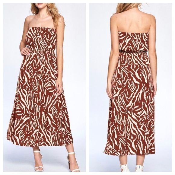 “HELOISE” Zebra print tube maxi dress - Picture 2 of 10